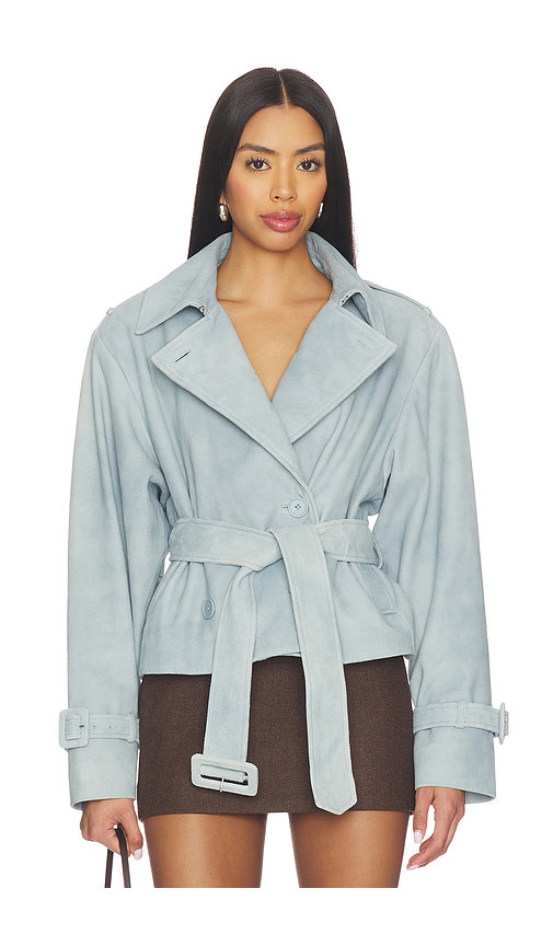 LAMARQUE Dhana Cropped Trench Coat in Blue. - XS also in