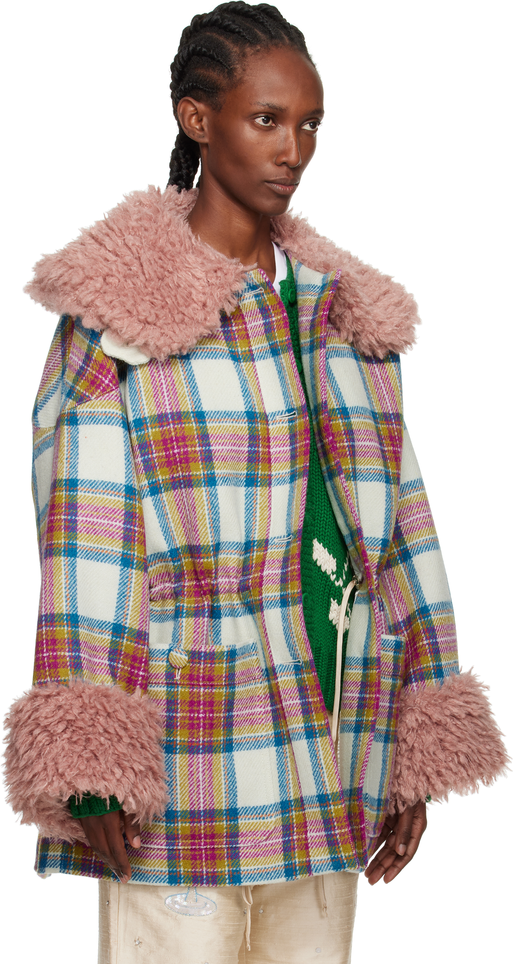 White & Pink Harris Tweed Connie Coat
