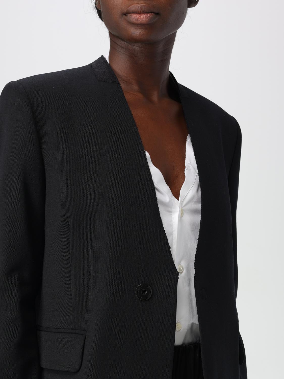 Collarless single-breasted blazer - Black