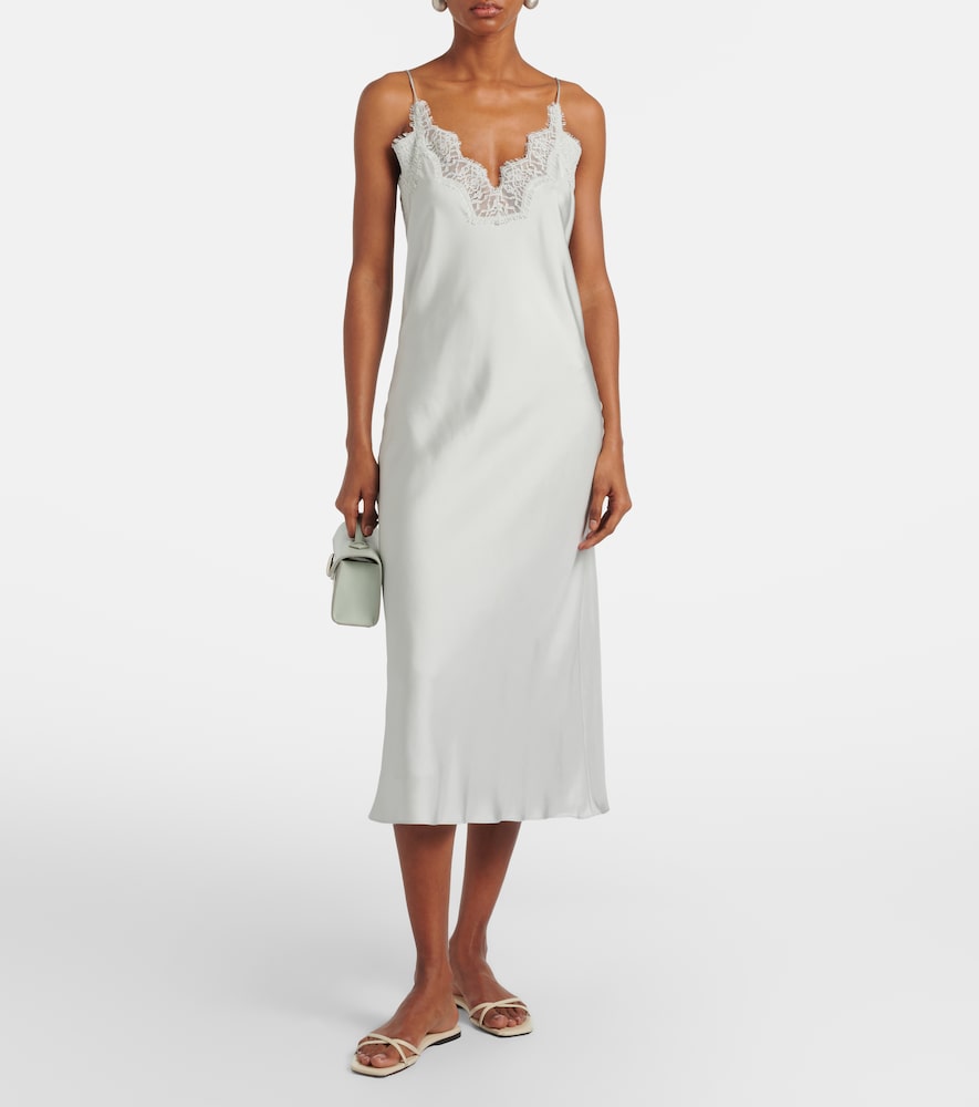 Róhe Lace-trimmed silk slip dress