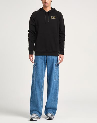 Man Sweatshirt Black Size 3XL Cotton, Polyester