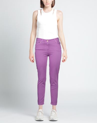 Woman Jeans Purple Size 10 Cotton, Elastane