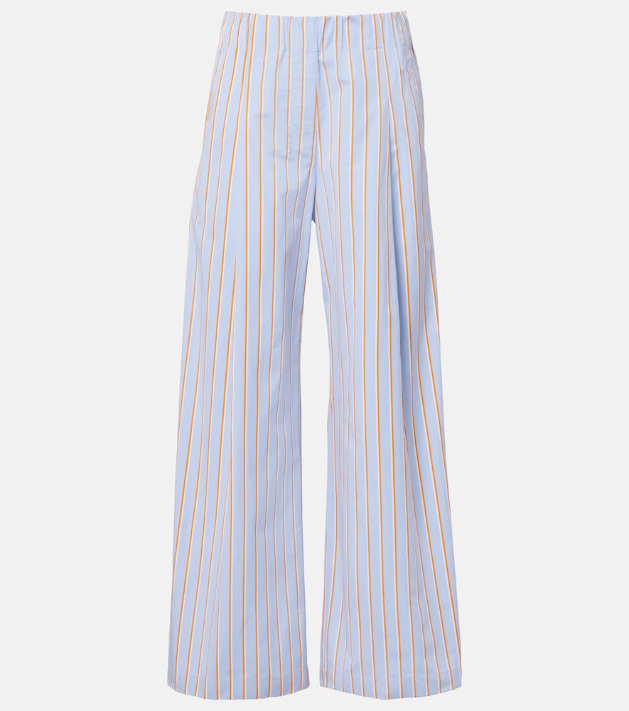 Striped cotton wide-leg pants