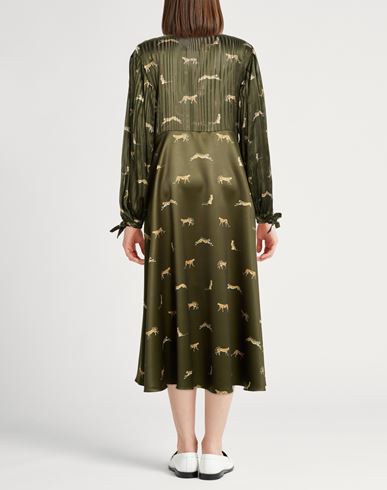 Woman Maxi dress Dark green Size 10 Viscose, Silk