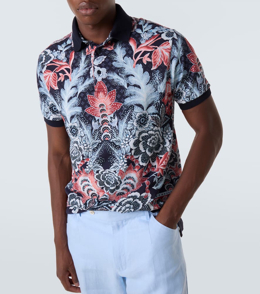 Paisley cotton piqué polo shirt