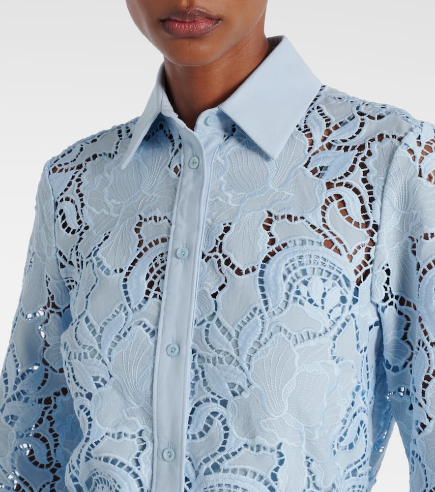 Laser-cut cotton shirt dress