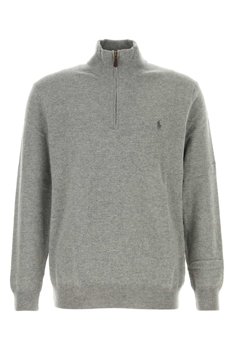 Logo-embroidered knitted jumper - Grey