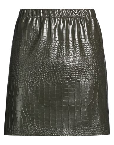 Woman Mini skirt Military green Size L Polyurethane, Polyester