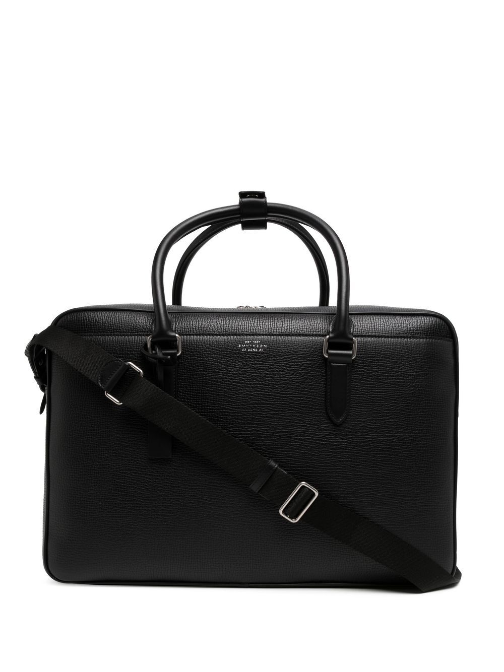 Smythson leather logo-stamp holdall - Black