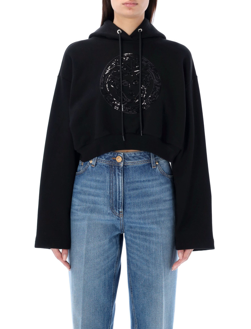 Medusa Black Cotton Sweatshirt