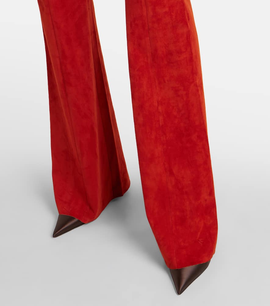Gege high-rise suede flared pants