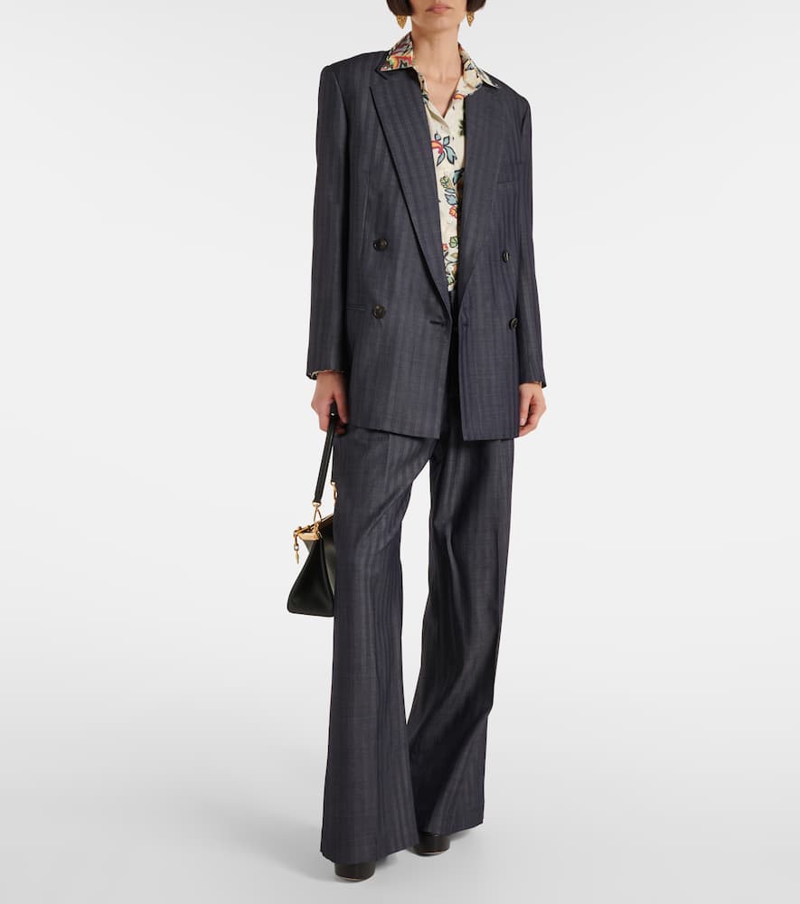 Striped wool-blend blazer