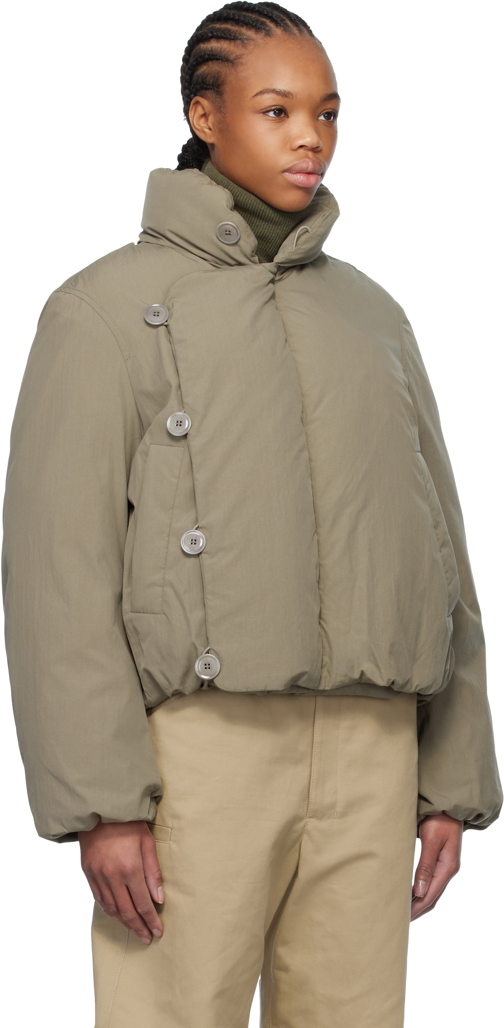LEMAIRE Taupe Short Puffer Down Jacket