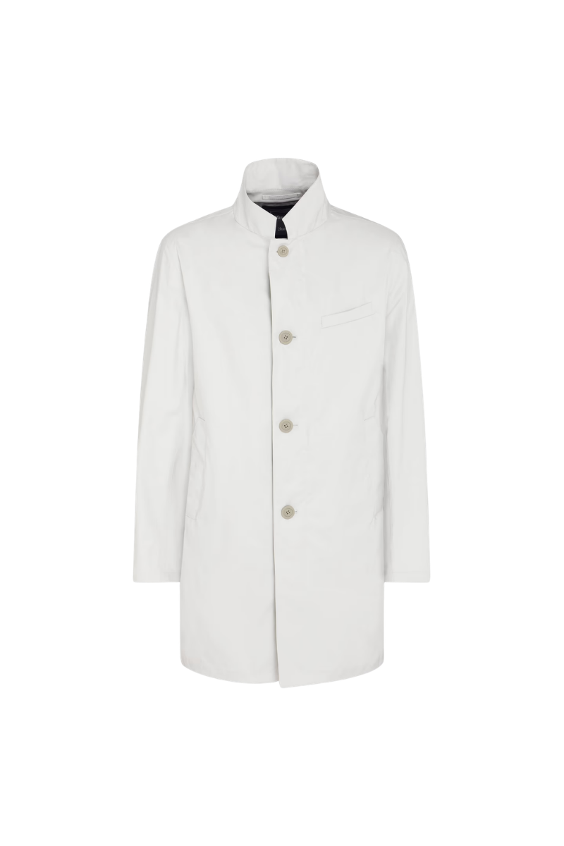 Button-Front Wool Blend Coat — Cream