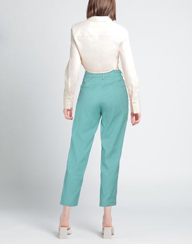 Seventy Venezia Woman Pants Turquoise Size 8 Linen, Cotton, Elastane