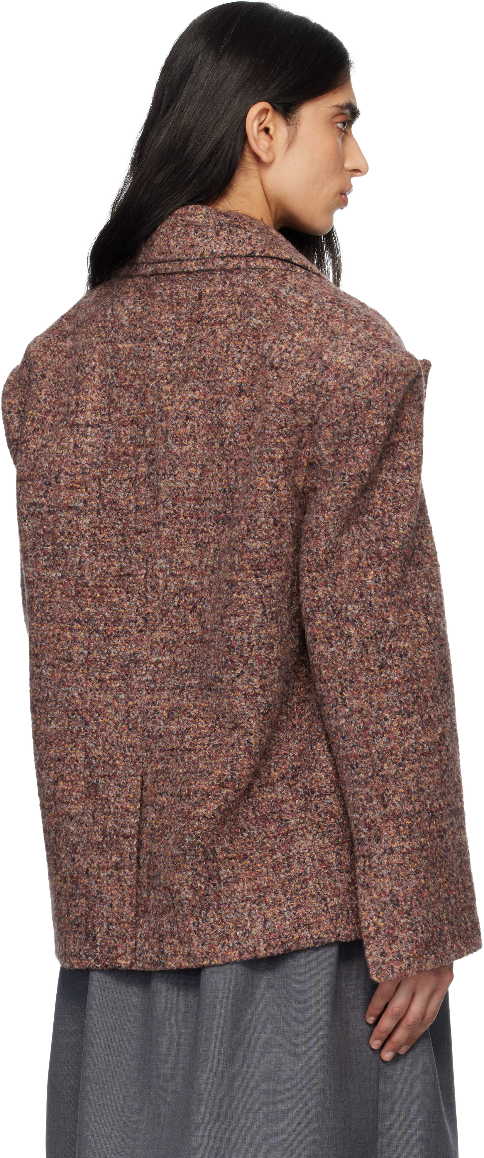 Multicolor Peak Lapel Oversized Blazer