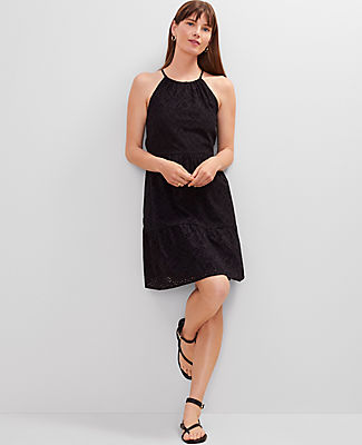 Ann Taylor Eyelet Halter Flare Dress
