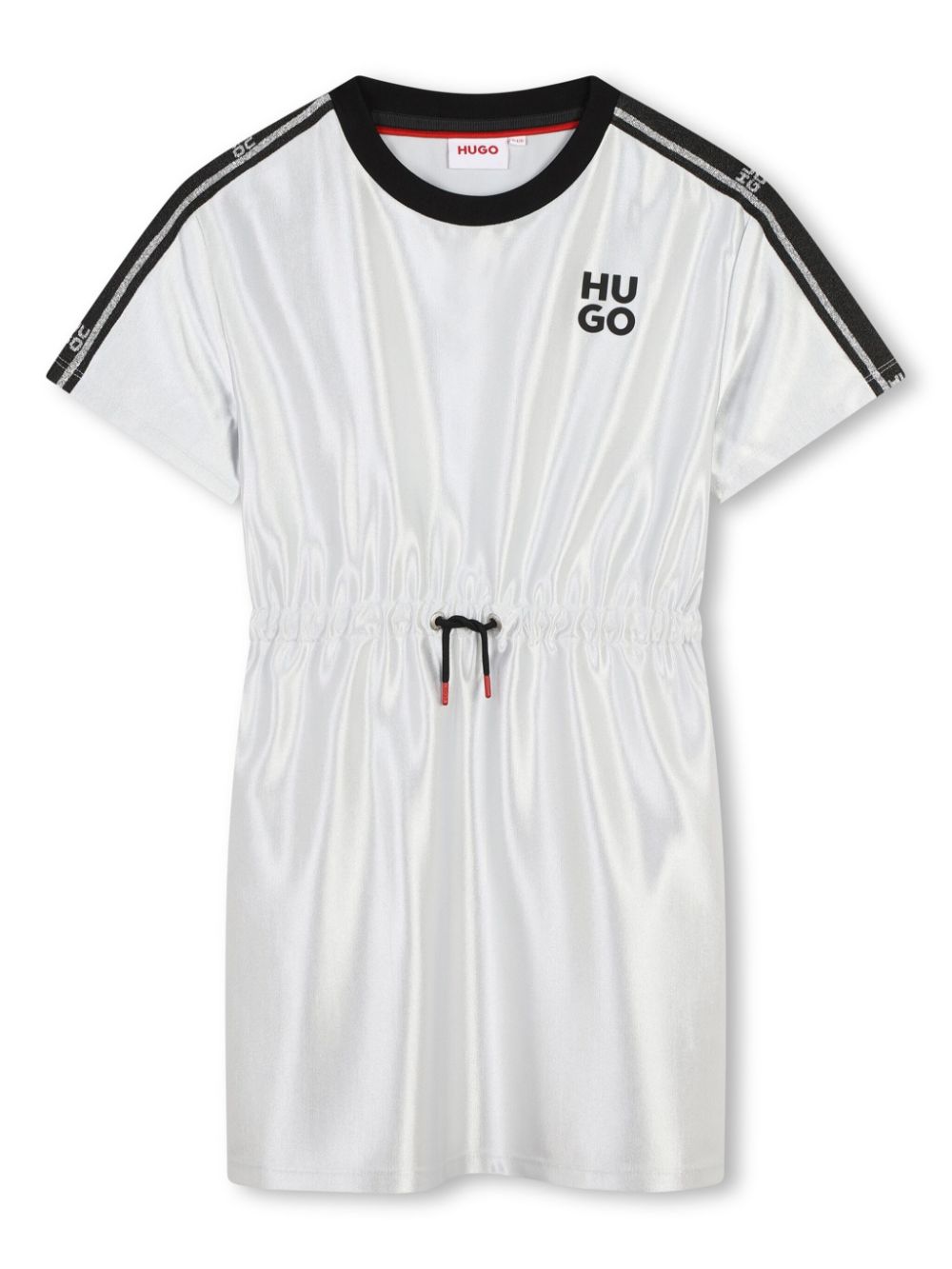 Logo-print drawstring dress - White