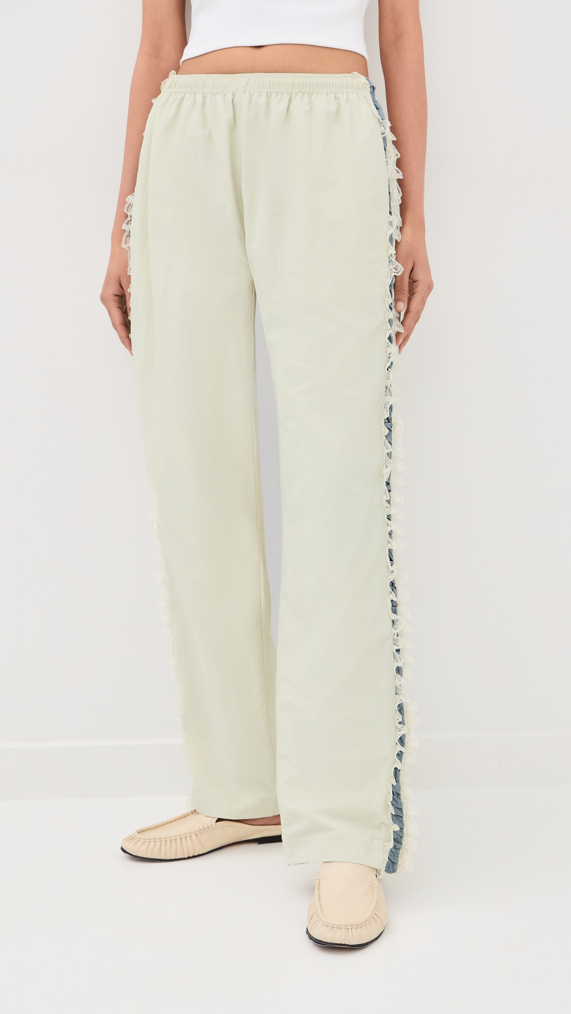 Wilbur Ruched Stripe Pants Ivory/Blue