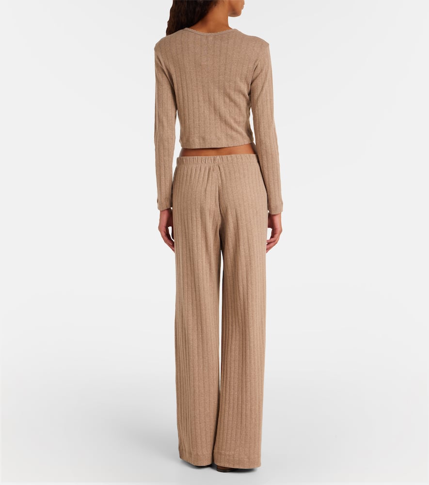 Cropped pointelle cotton cardigan