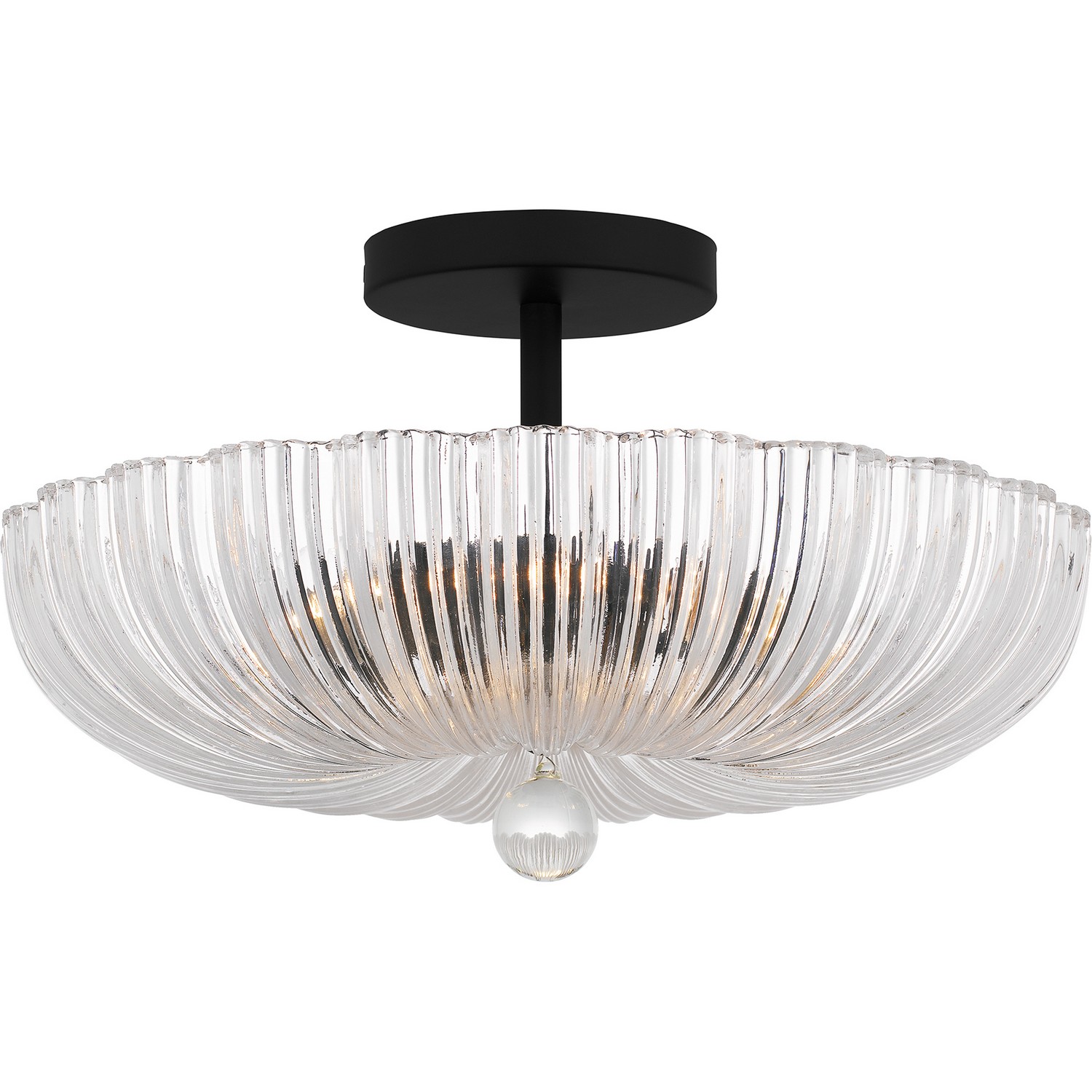 Matte Black Three Light Semi Flush Mount from the Quoizel Semi-Flush Mount Collection