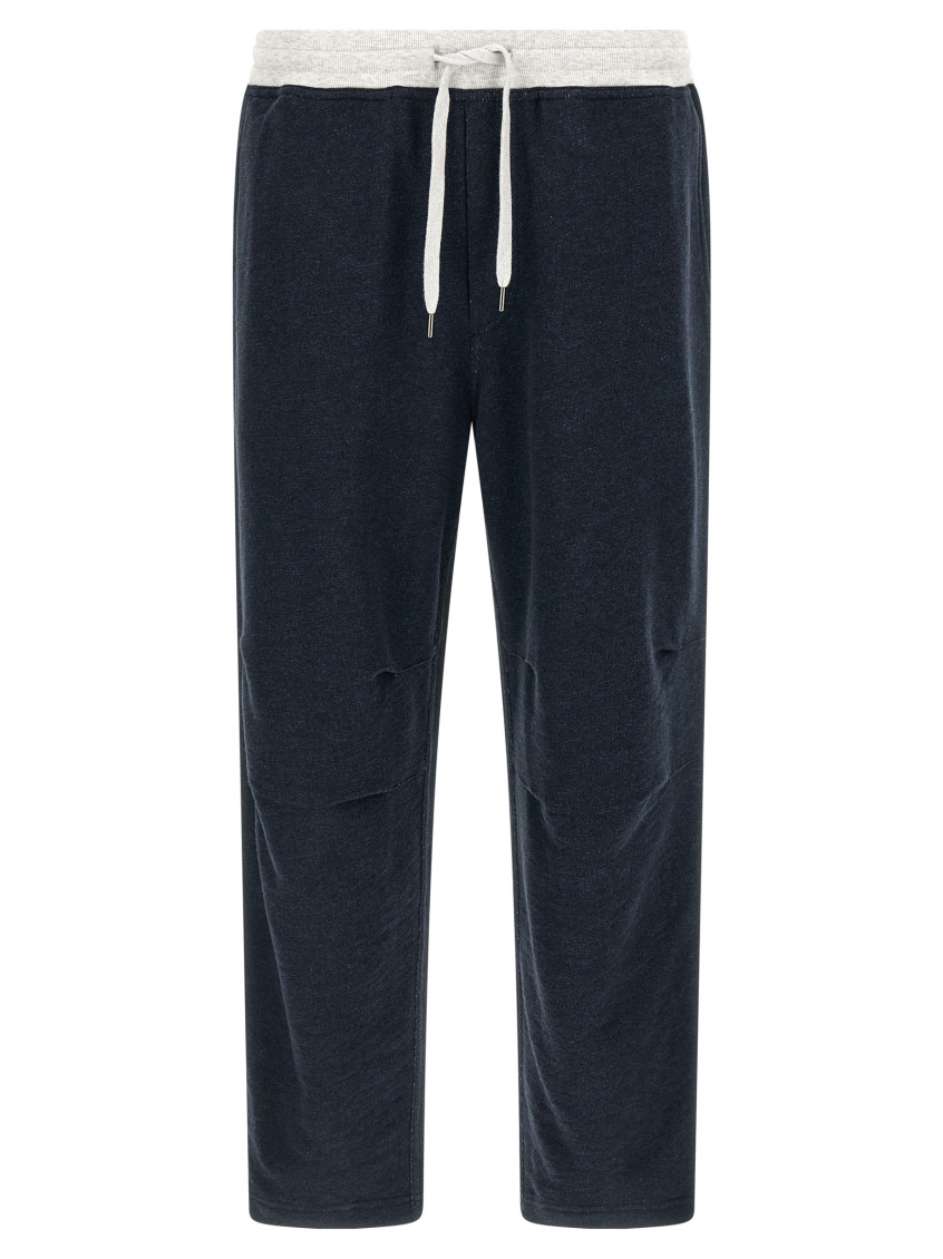 Linen Cotton Joggers Pants Blue