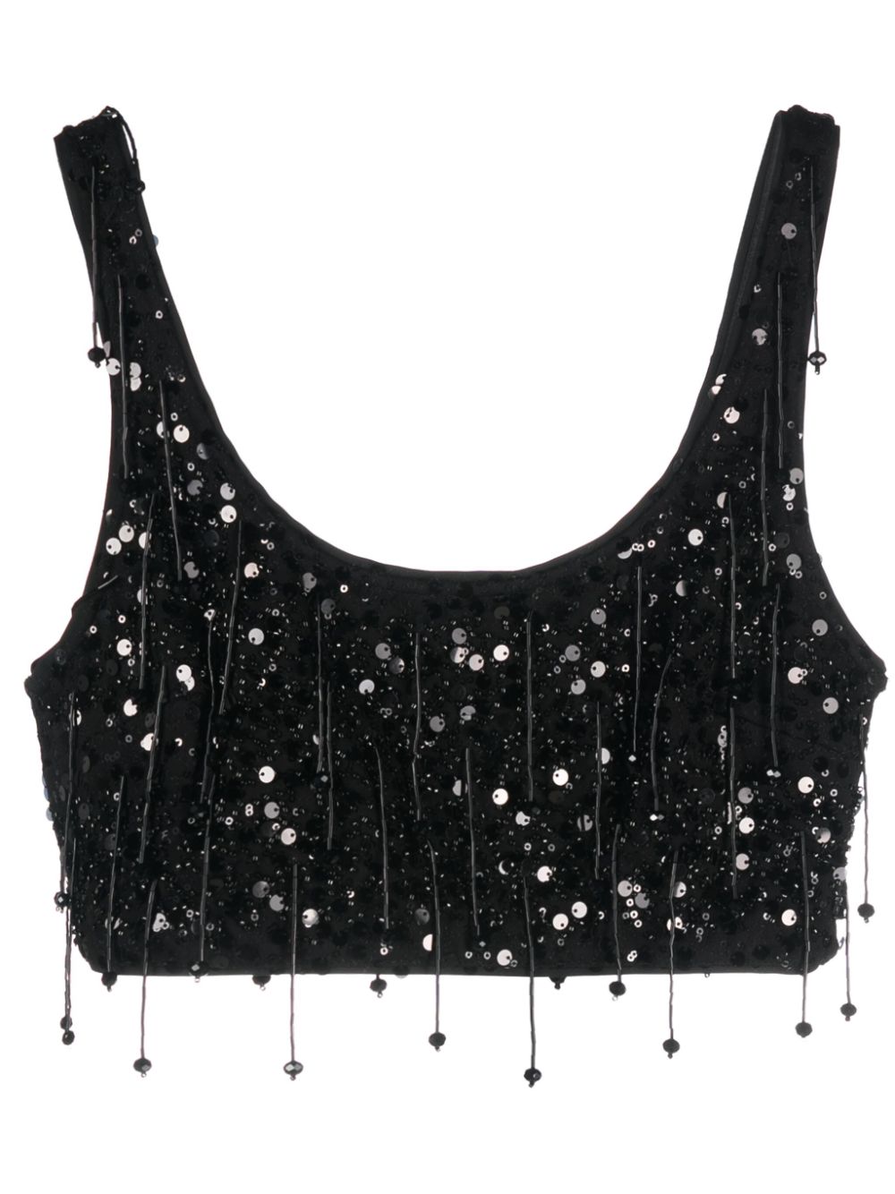 Paillette-embellished cropped tank top - Black