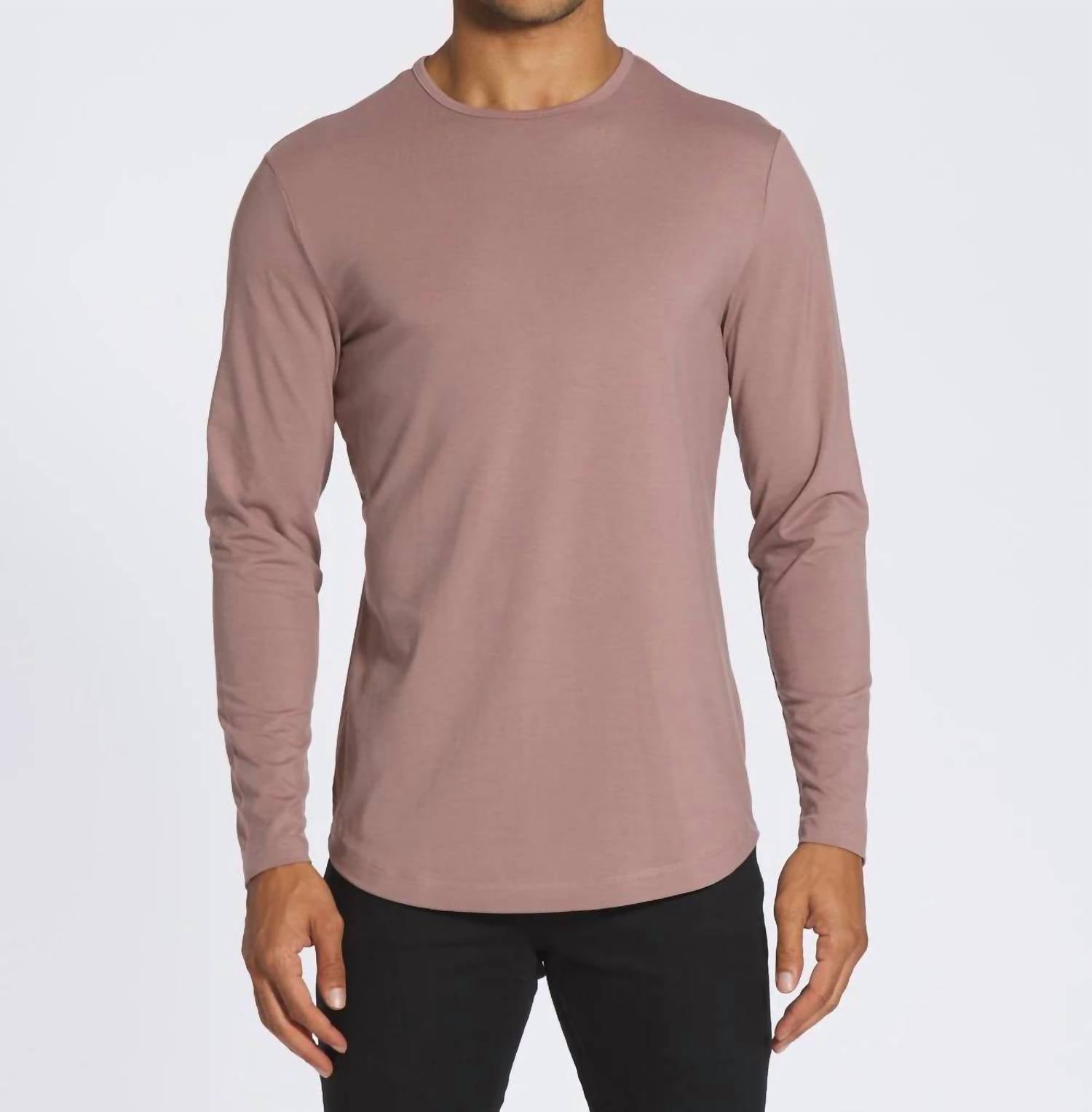 Ao Long Sleeve Curve Hem Tee In Mountain Mist