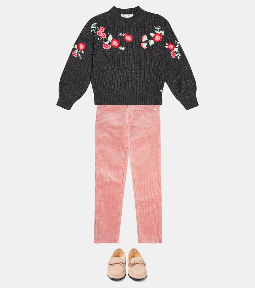 Embroidered wool-blend sweater