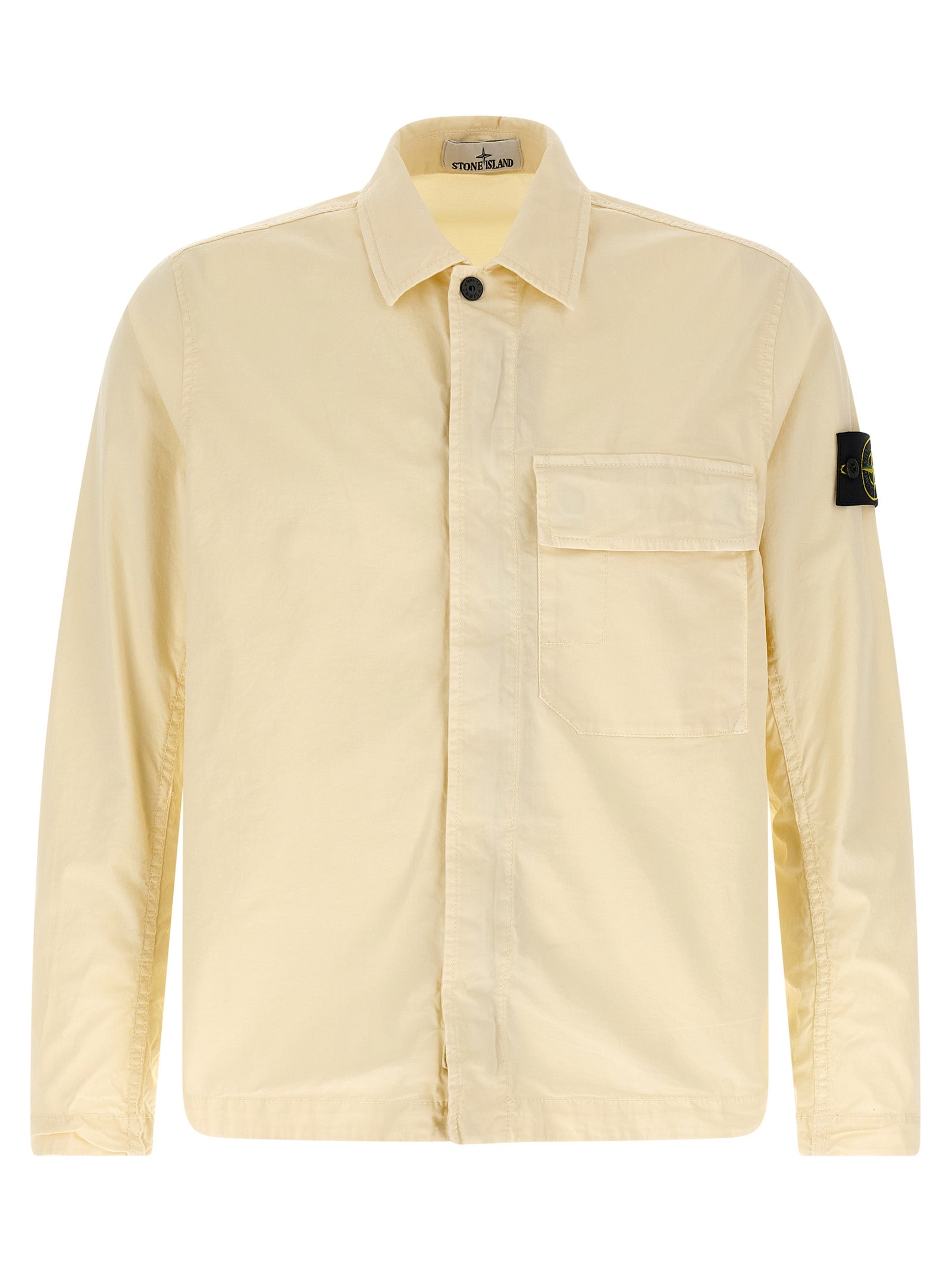Garment-Dyed Stretch Cotton Twill Overshirt — Beige