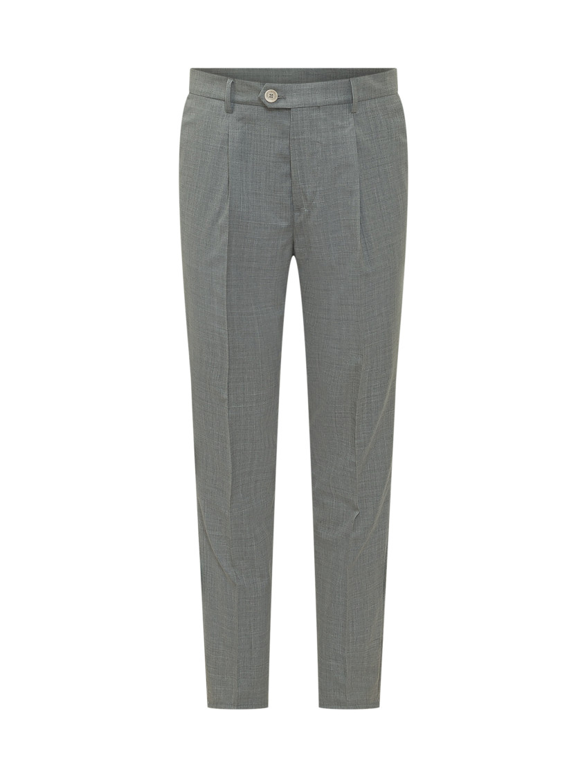 Grey Tailored Flat Front Pants