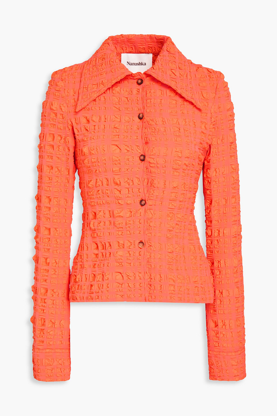 Nanushka - Stretch-seersucker shirt - Orange - XXS