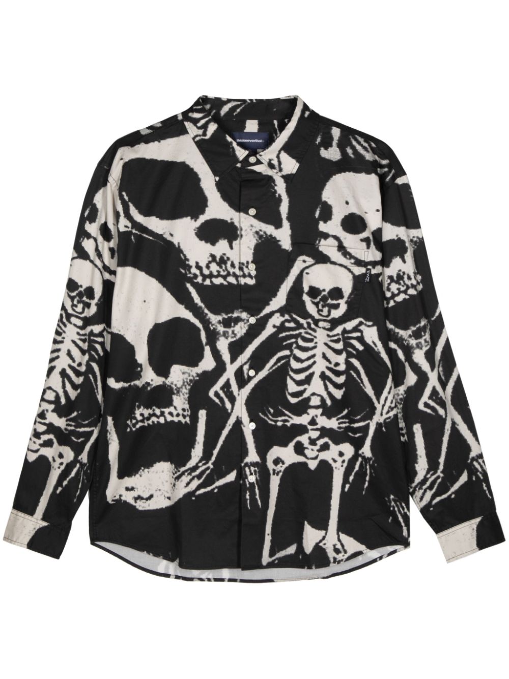 Skeleton-print cotton shirt - Black