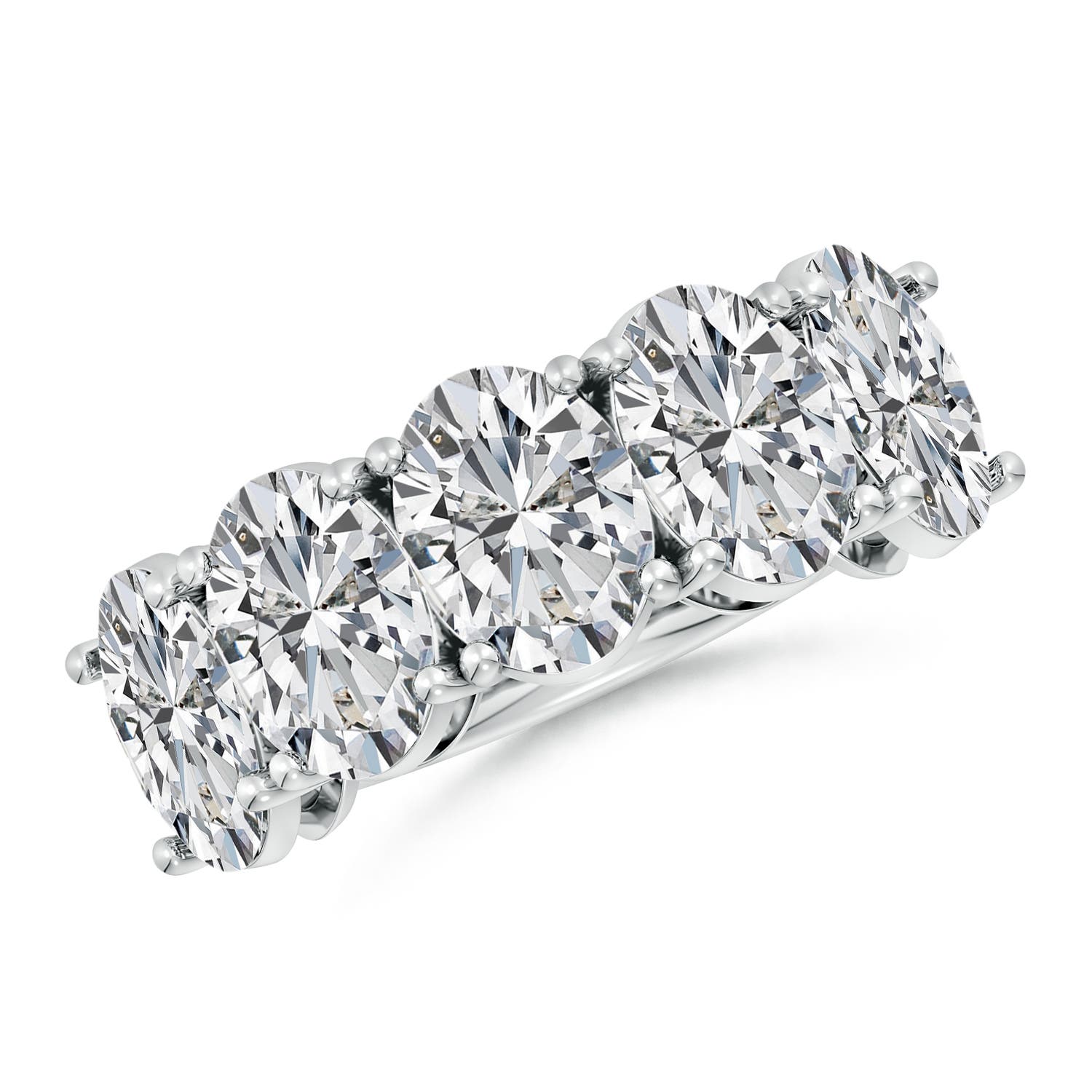 Angara 7.5 Carats Oval Diamond Five Stone Classic Anniversary Ring in 14K White Gold
