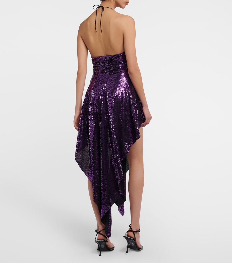Embellished asymmetrical midi dress