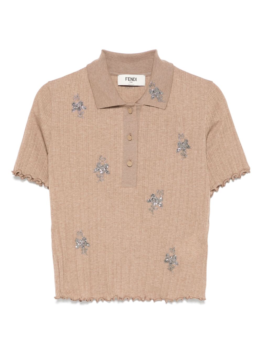 FENDI short-sleeve cropped polo top - Brown