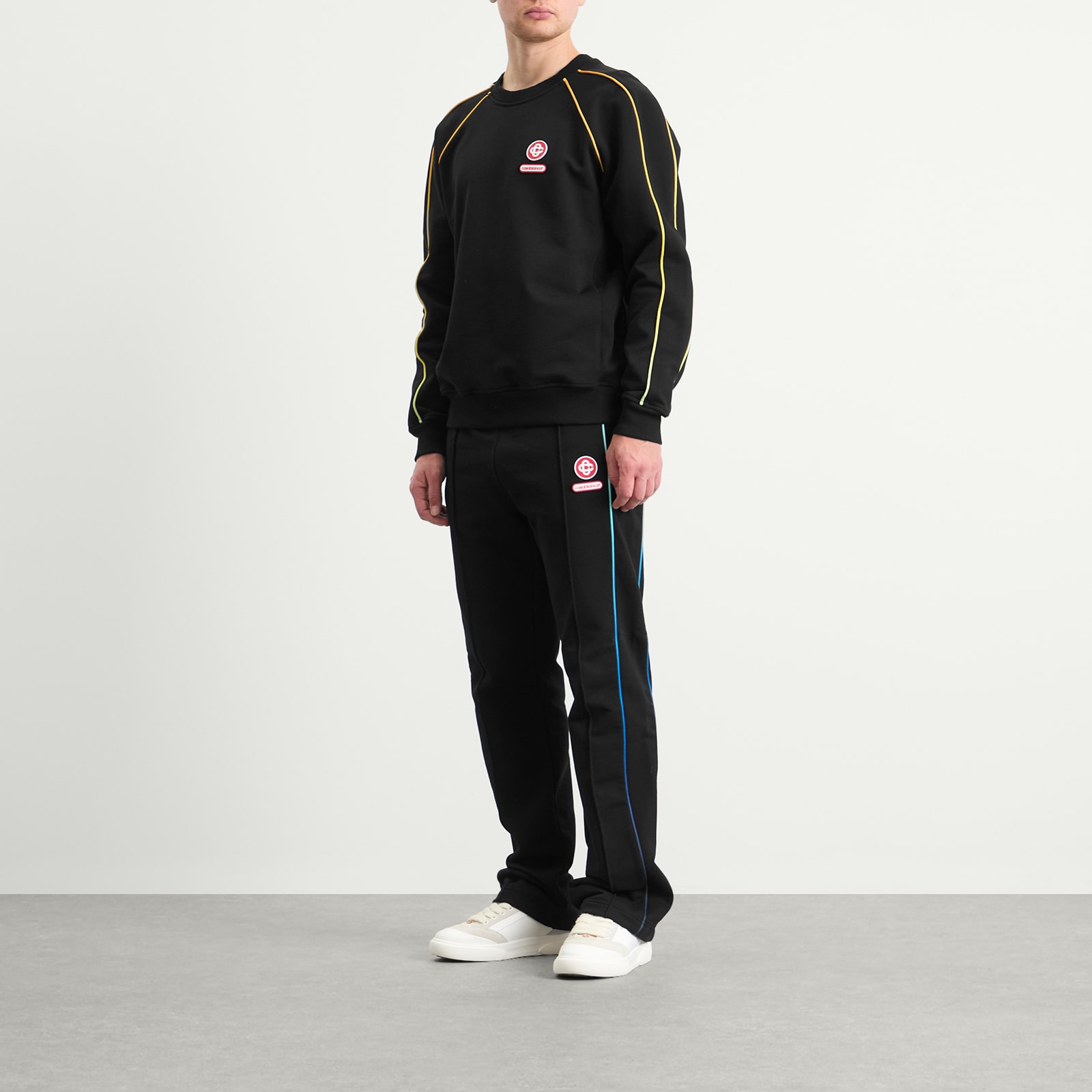 Men's Black Loopback Gradient Piping Raglan Sweatshirt