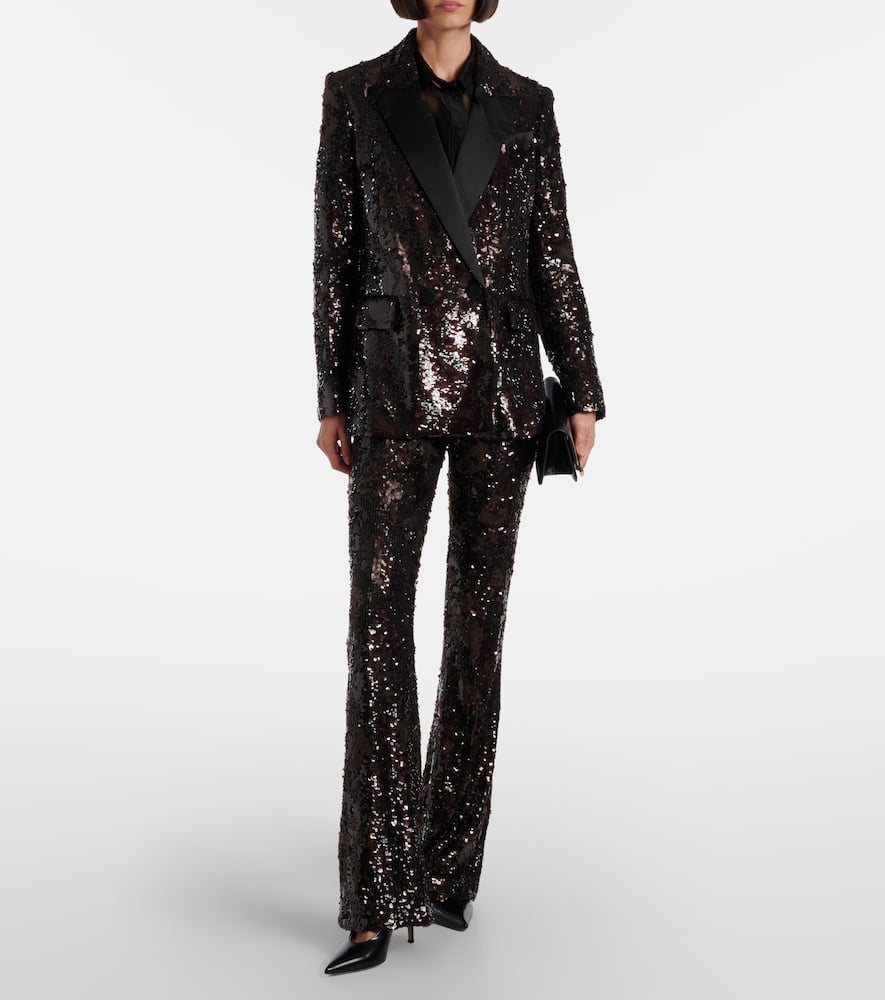 Collier sequined flared pants