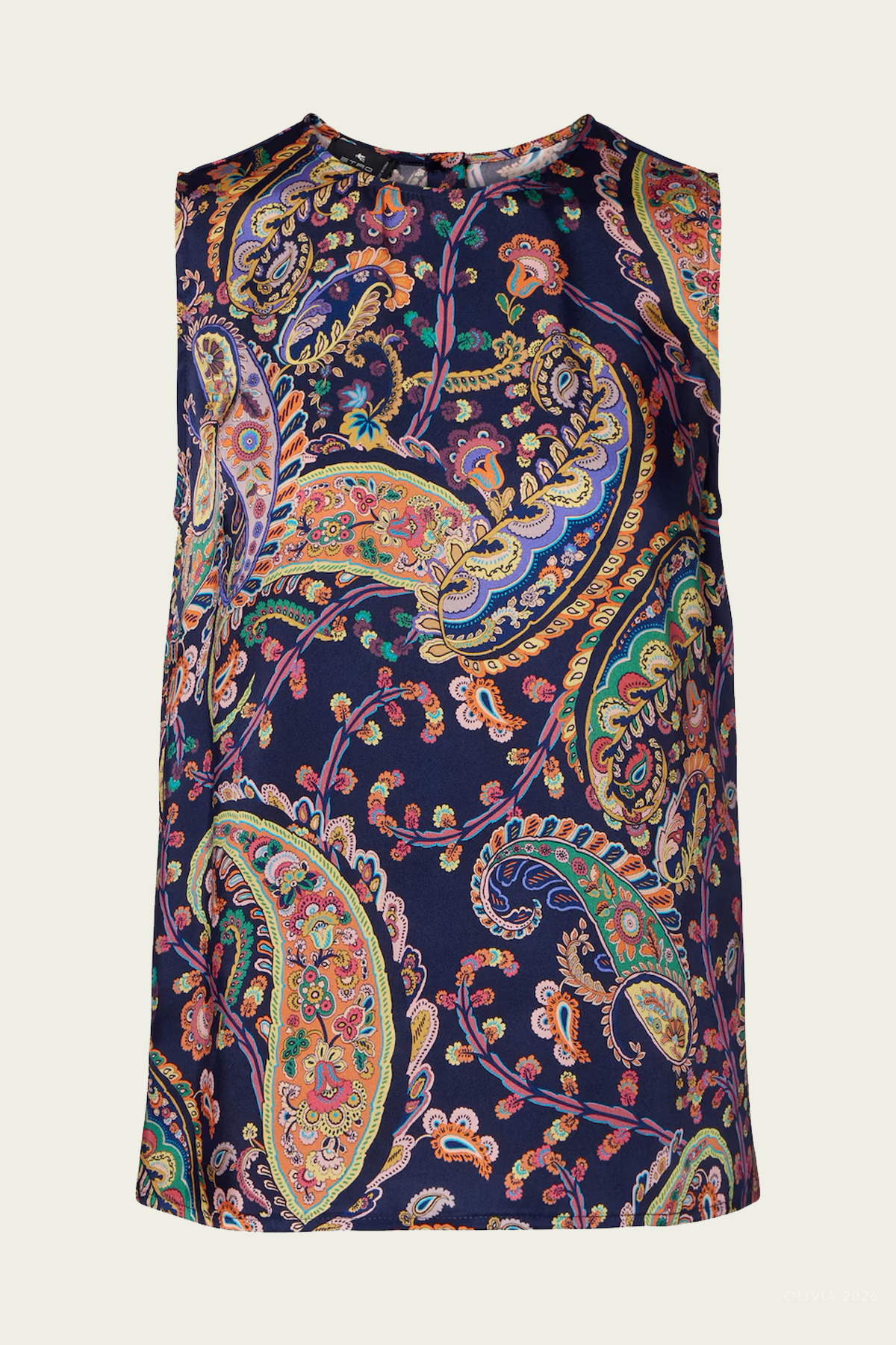 Semi-Sheer Jacquard Blouse in Navy Multicolor