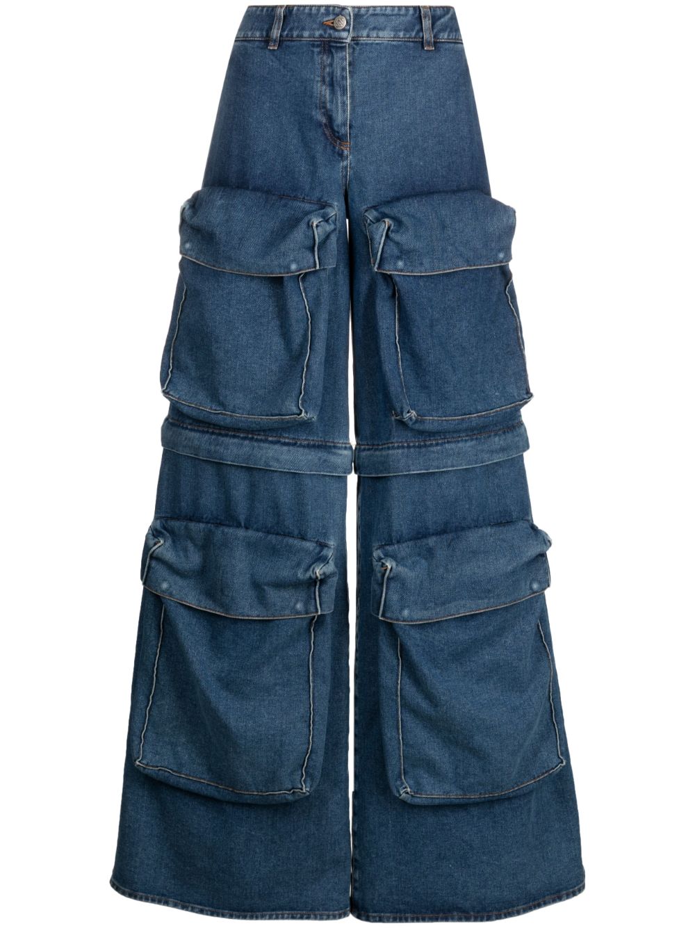 Detachable-legs wide-leg jeans - Blue