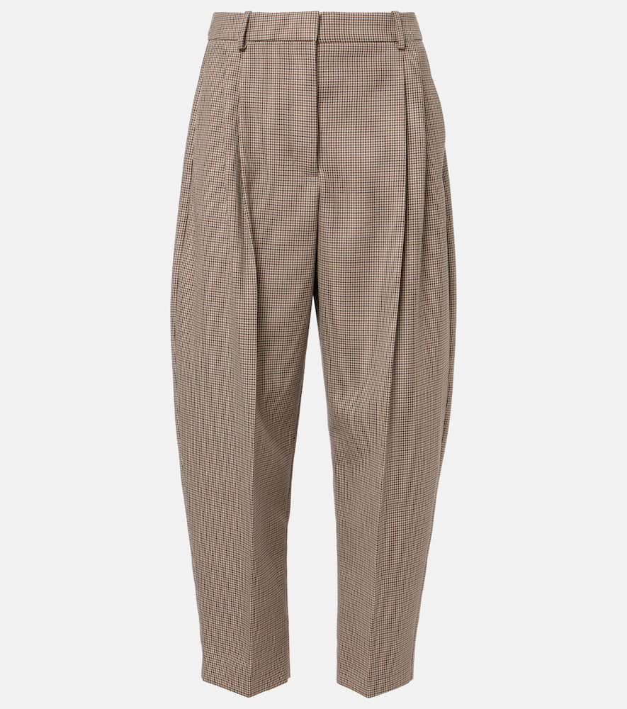 Houndstooth cropped wool wide-leg pants