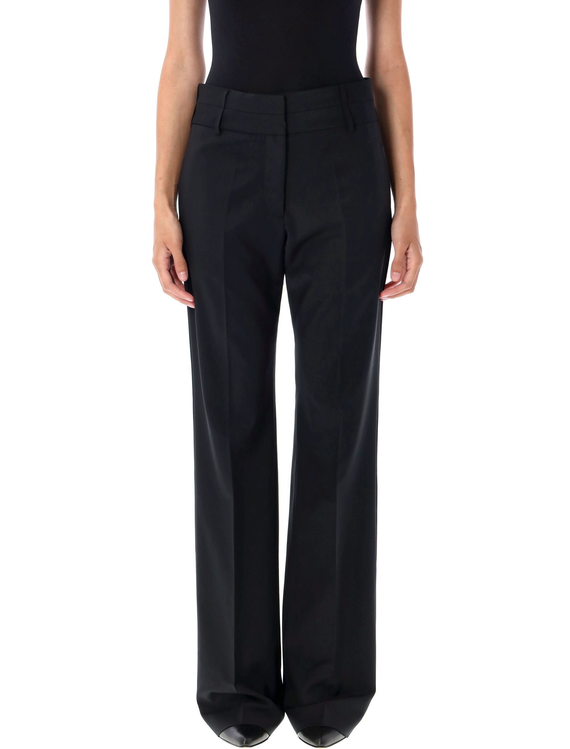 Double-Waistband Wool-Blend Trousers for Women