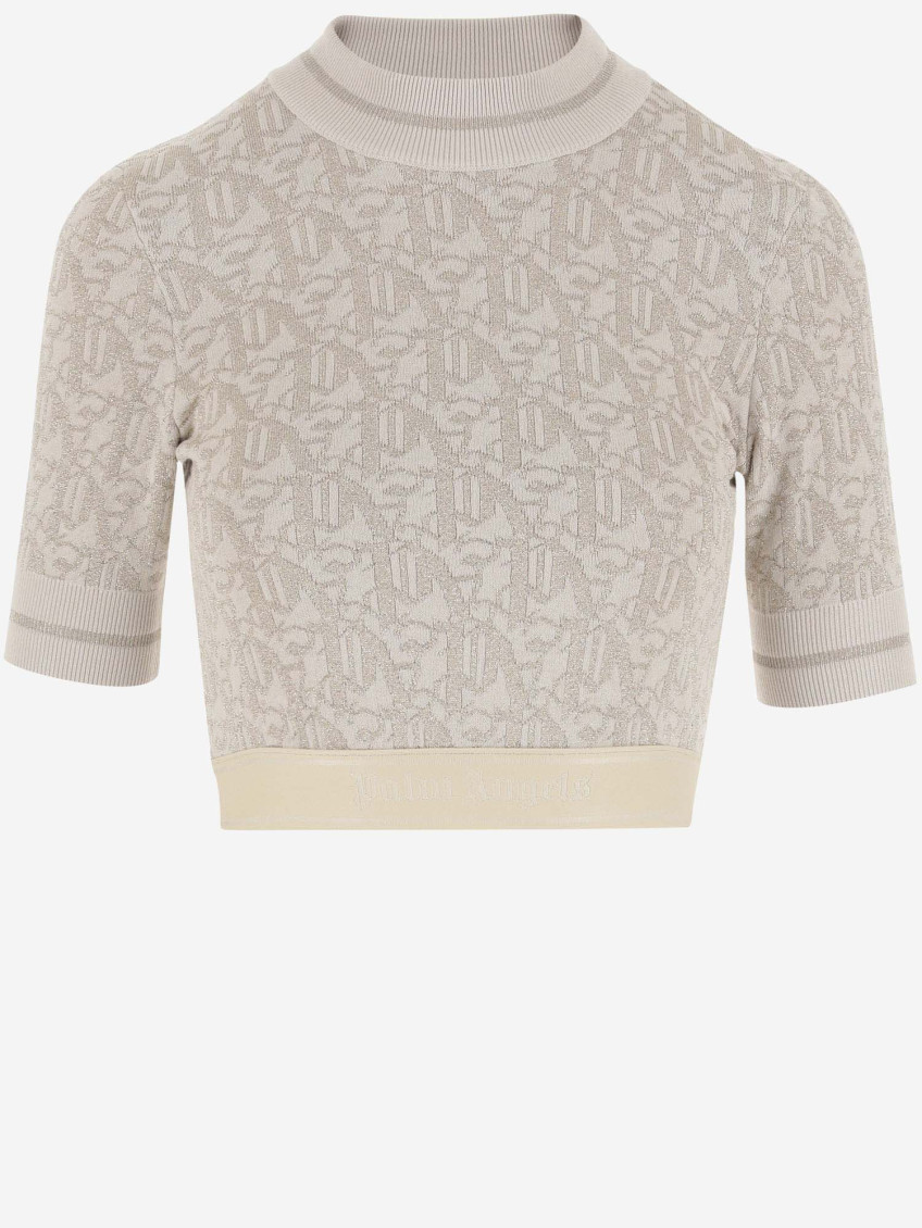 Monogram-jacquard T-shirt - Neutrals