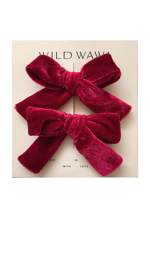 Wild Wawa Velvet Bow Clip Set in Vintage Bows Dusty Pink. a