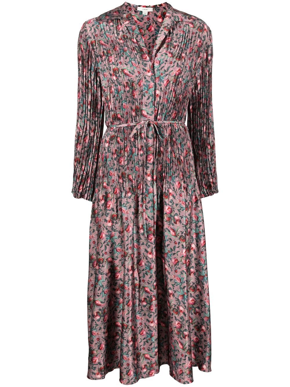 Berry Blooms pleated shirt dress - Green