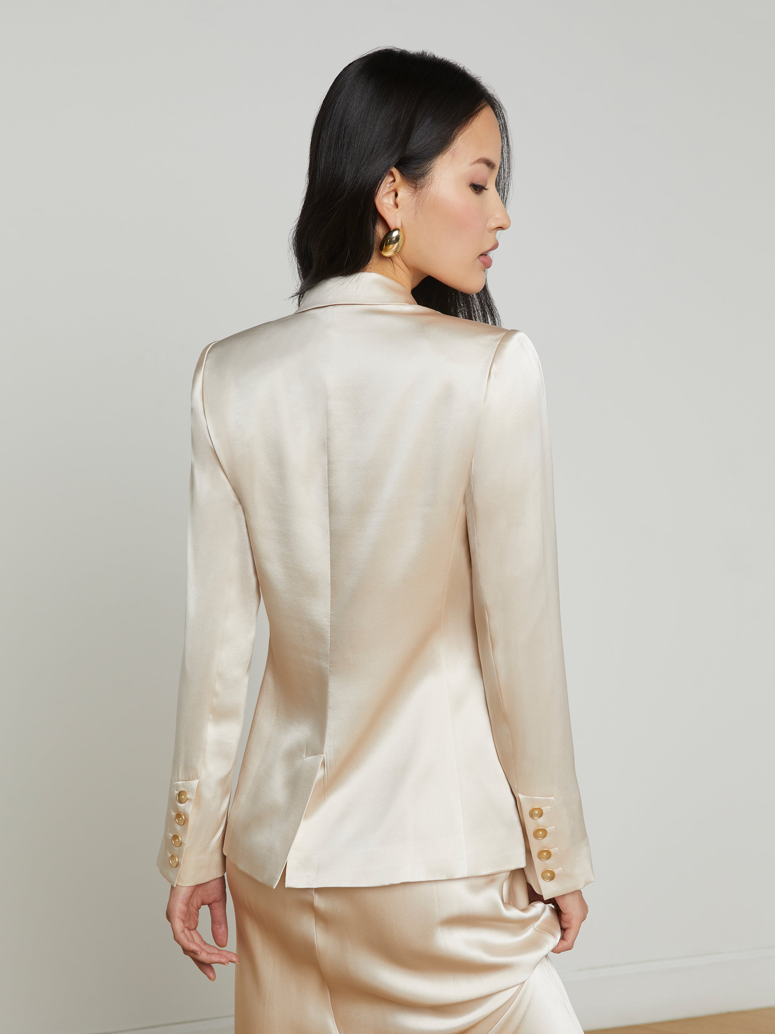 Colin Silk Blazer In Champagne