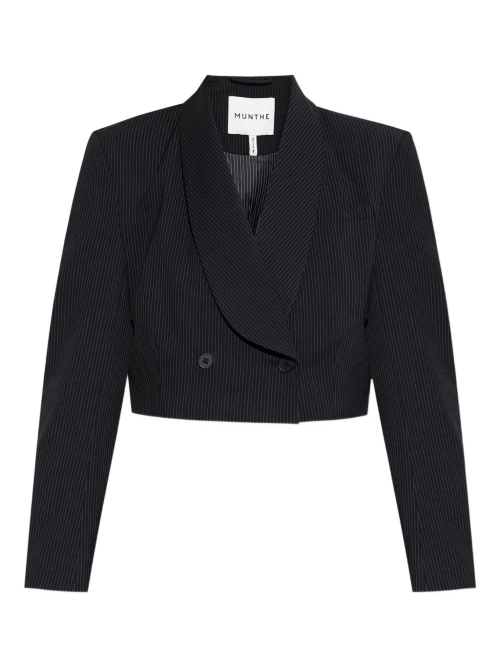 Pinstripe cropped blazer - Black