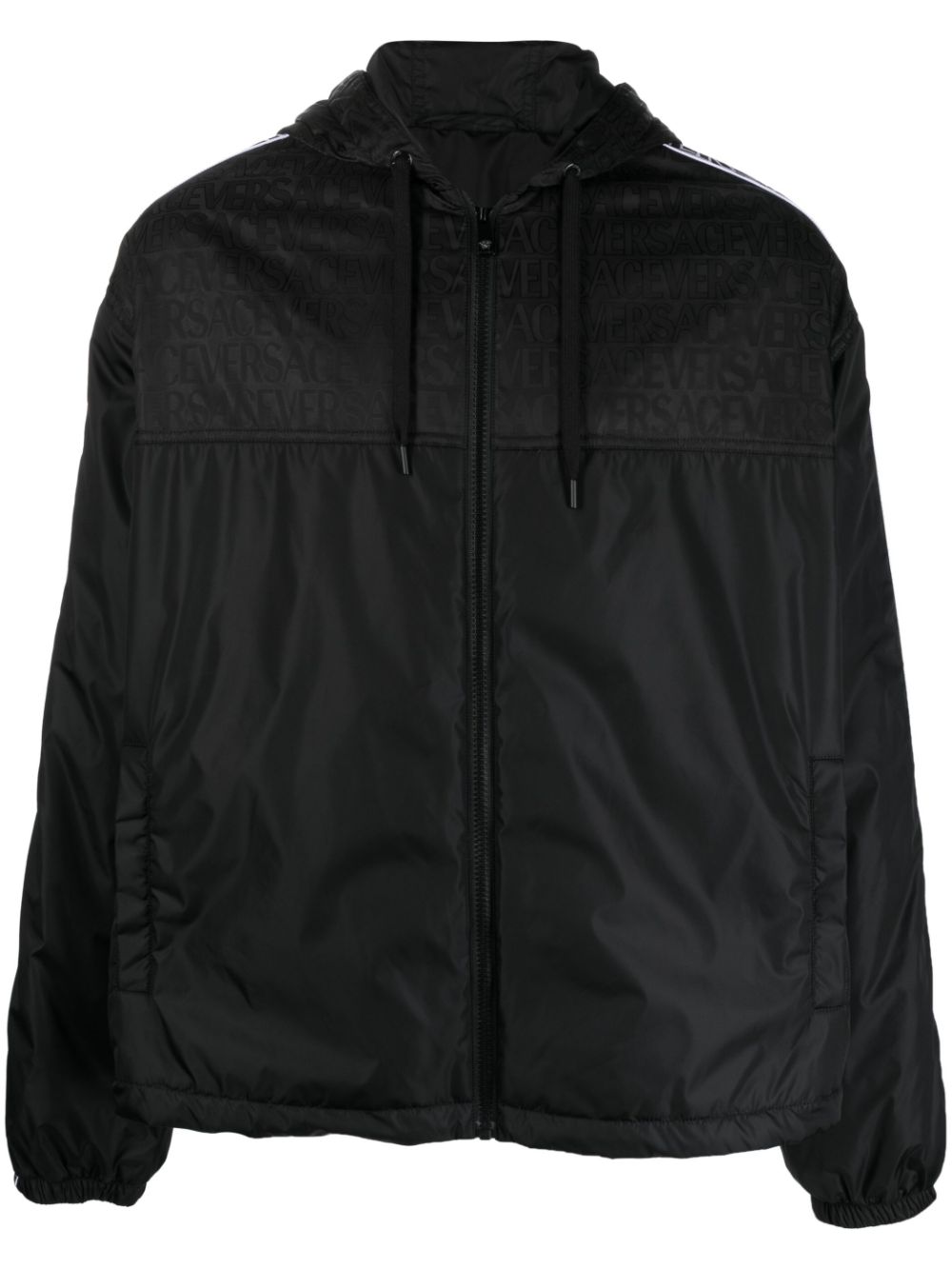 Jacquard-logo hooded jacket - Black