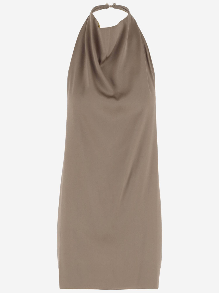 Olive Draped Neckline Dress