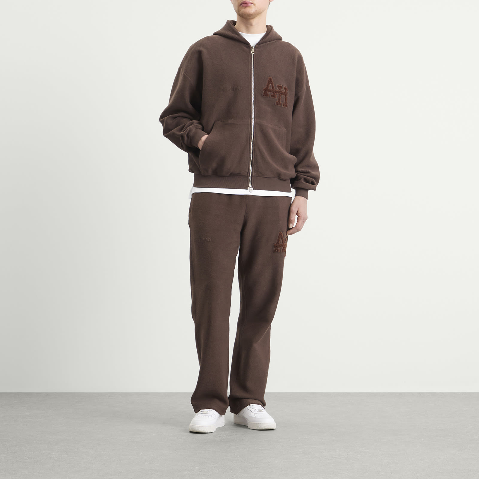 Men's Inside Out College Zip Hoodie Washed Brown